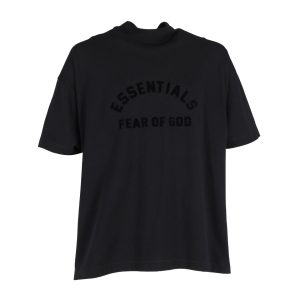 Fear of God Essentials Logo Mock Neck T-Shirt aus schwarzer Baumwolle