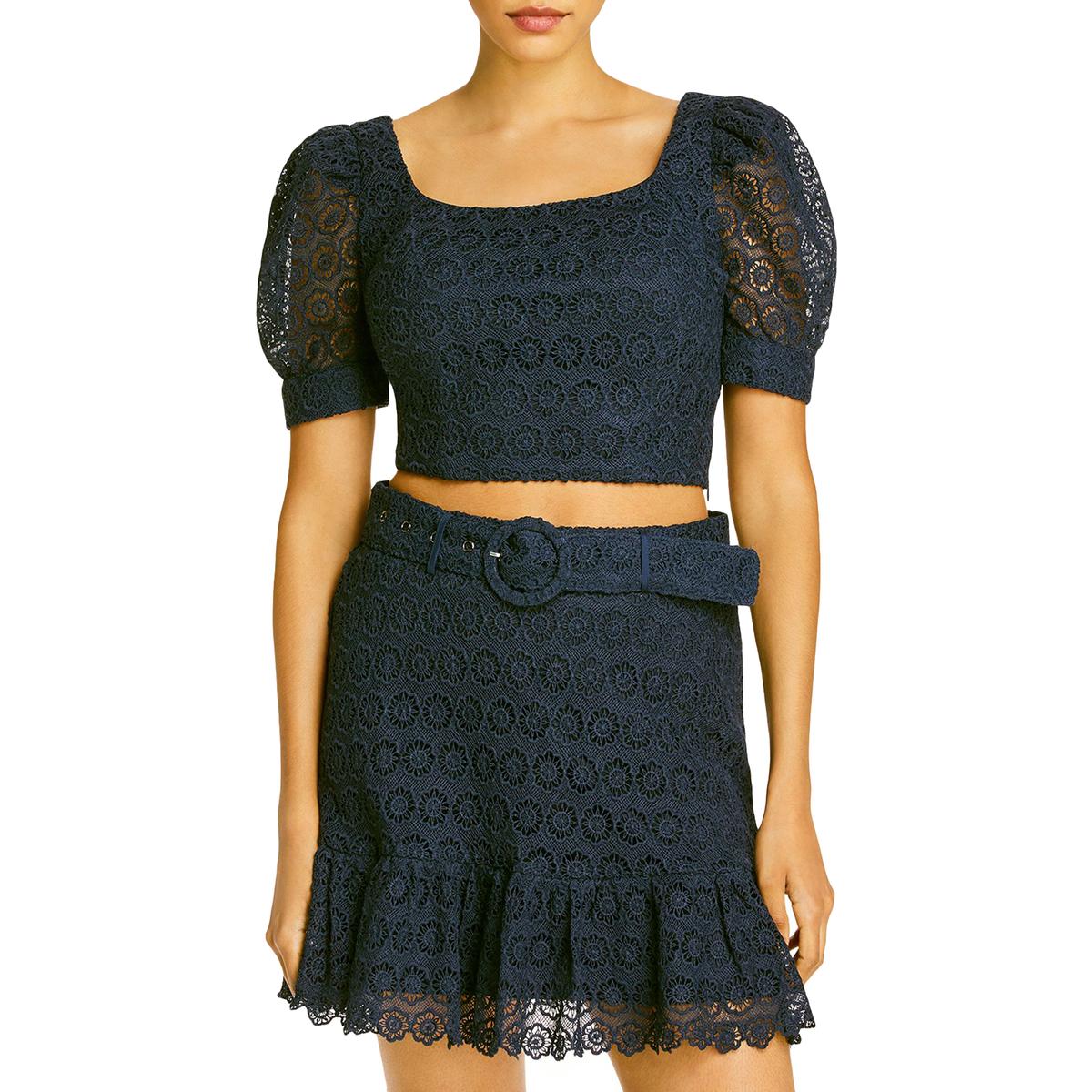 Puff Ärmel Spitze crop top