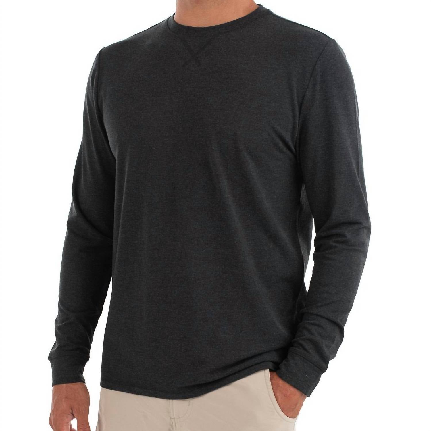 Herren Bambus Flex Langarm Top in Heidekraut schwarz