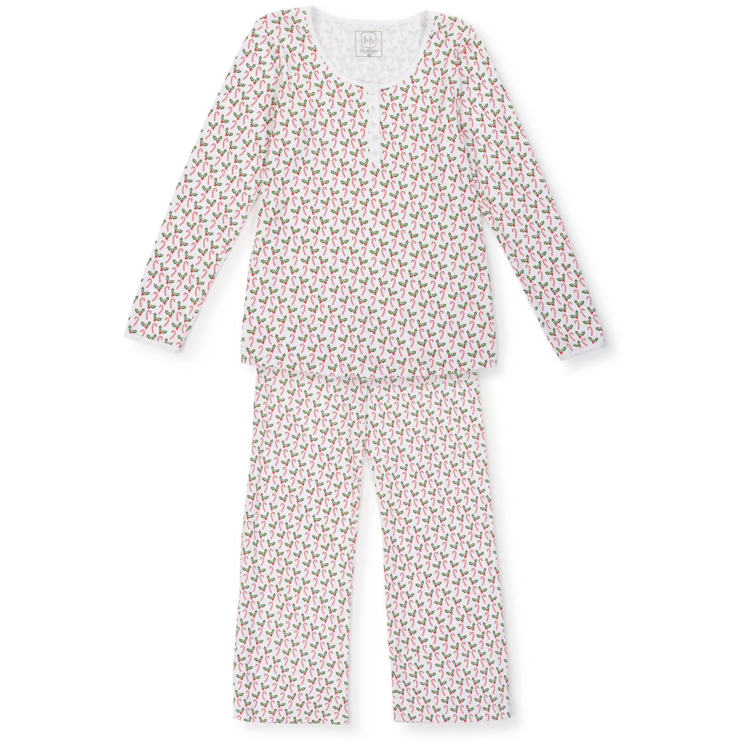 Damen Weihnachten Pyjama in Zuckerrohr gesetzt & holly 7827043057724