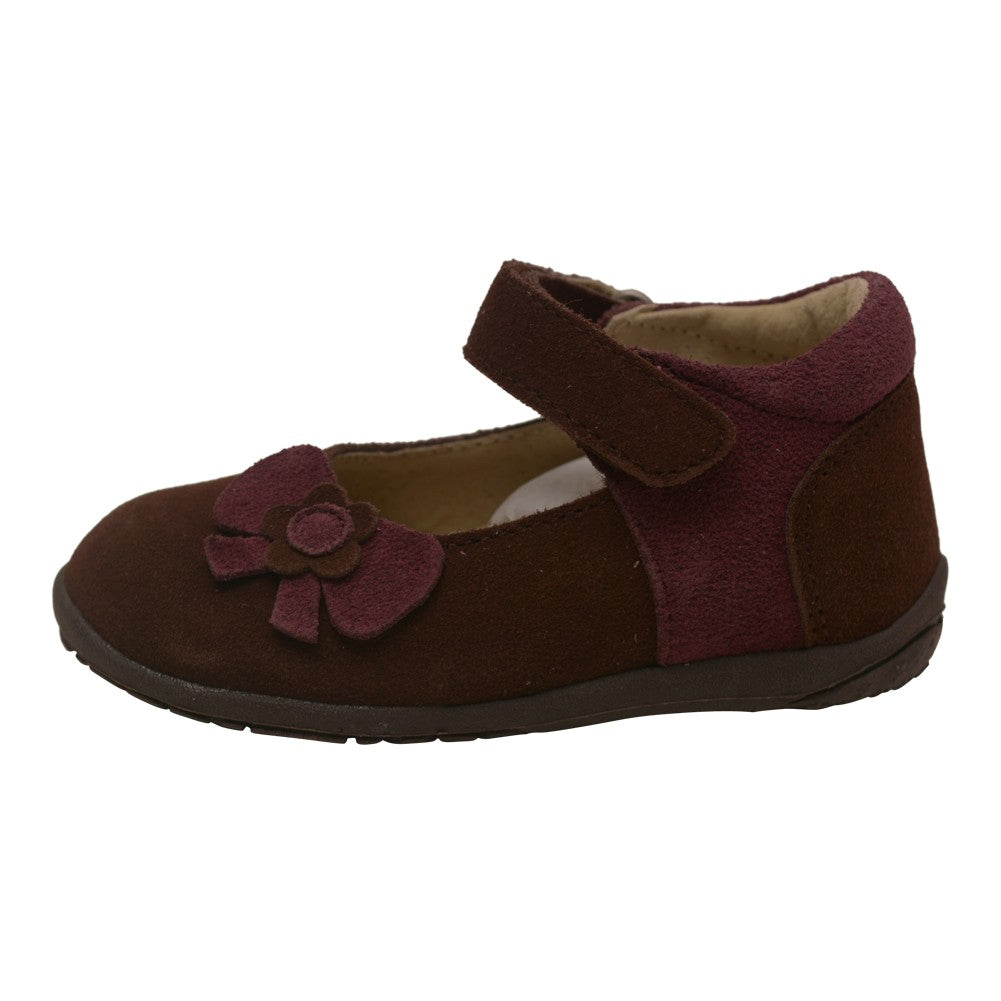 Baby Mädchen braun Nubuck obere Blume Schleifendetail Mary Jane Schuhe 3-4 Baby