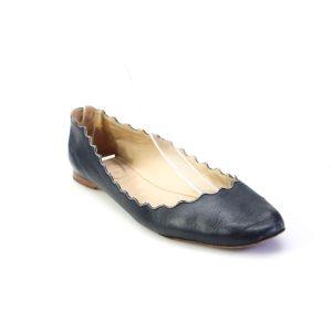 Chloe Damen-Ballerinas aus schwarzem Leder mit Wellenschliff