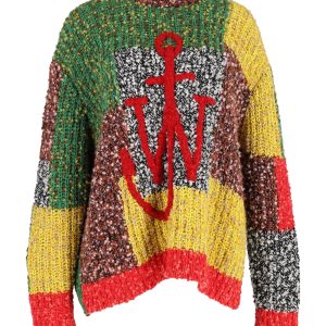 JW Anderson Anchor Patchwork Crewneck Pullover aus mehrfarbiger Wolle