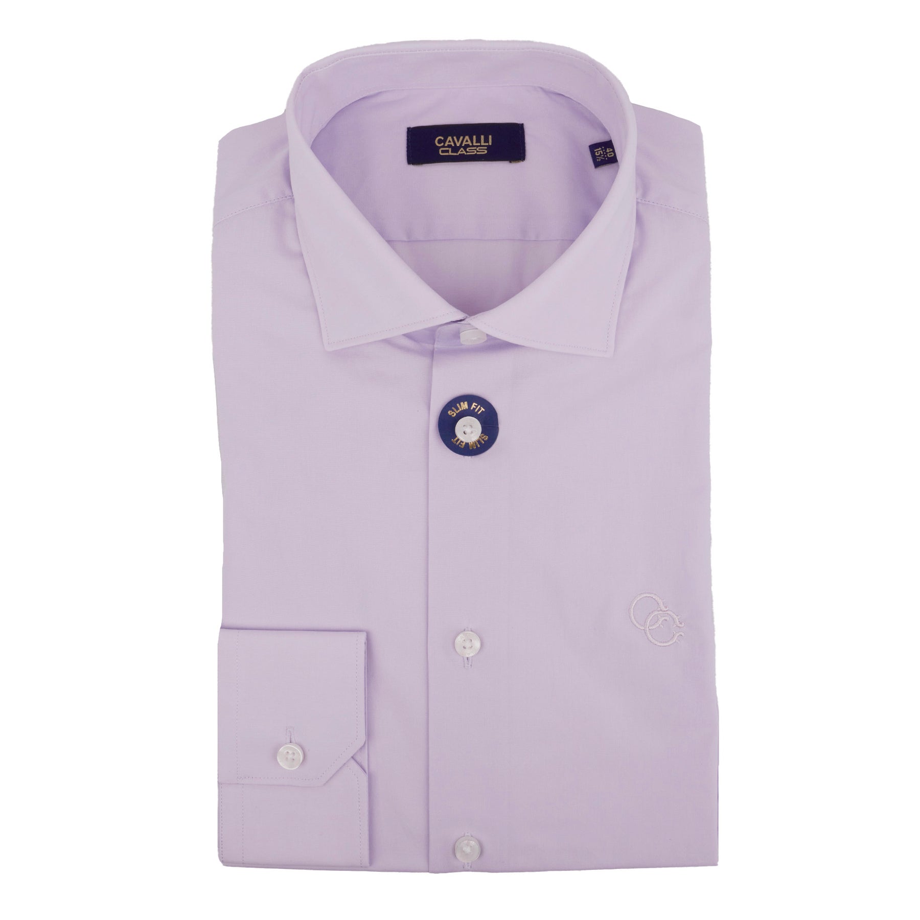 Cavalli Class Herren lila Kleid Hemden langen Ärmel mit Emb 7805819256892