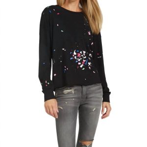 Keegan Crop Abschlag in schwarz/konfetti splatter