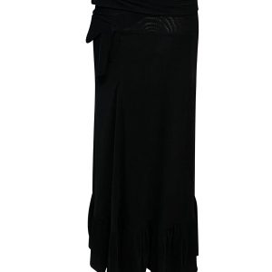 Ganni Addison Wrap Dot Mesh Rock aus schwarzem Nylon 7764869316668
