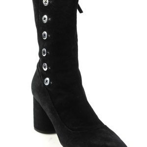 Marc Jacobs Damen Seite Reißverschluss Block Ferse Stiefel schwarz Veloursleder