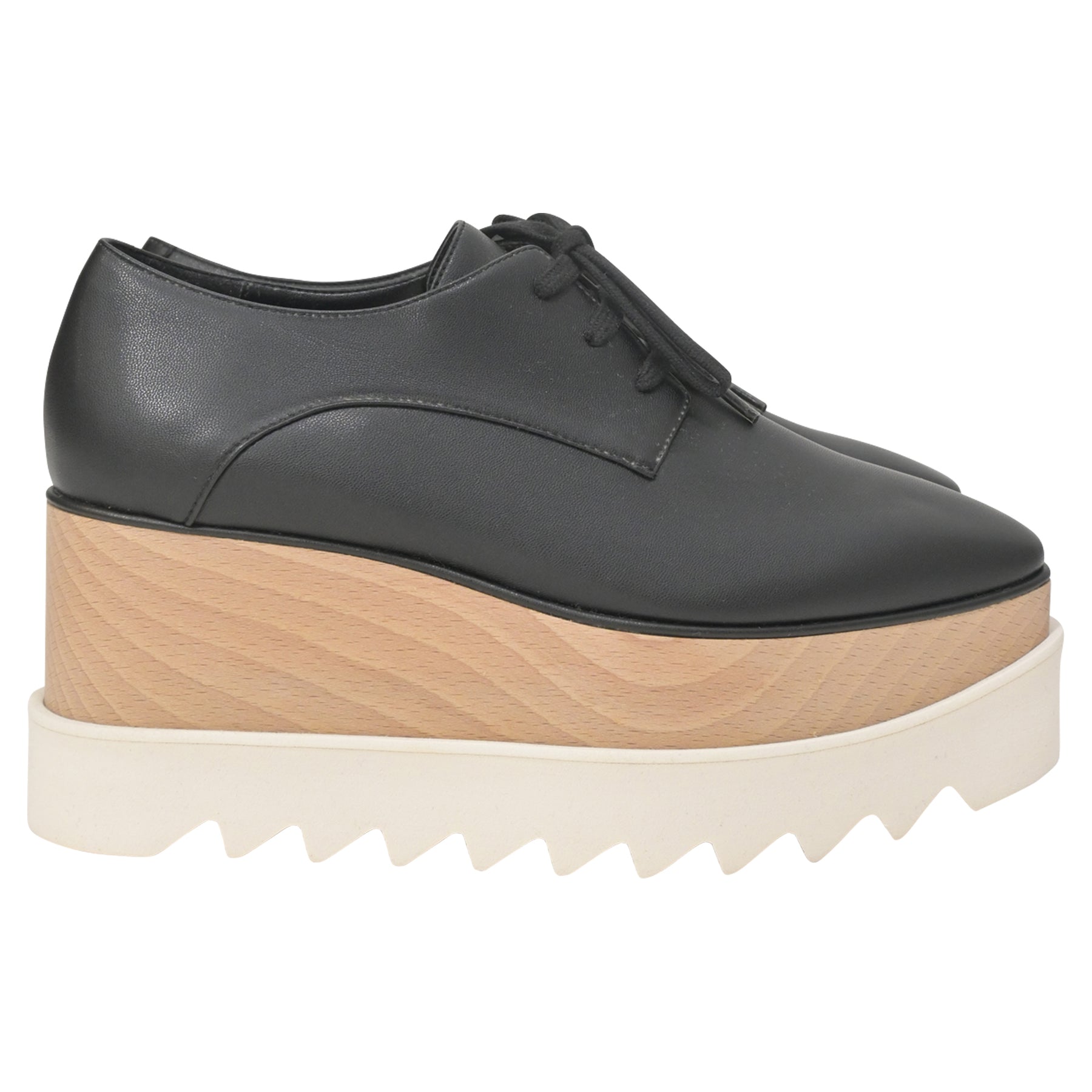 Stella McCartney Elyse Platform mit Schnürsenkeln aus schwarzem Kunstleder 7764869906492