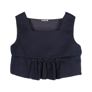 Miu Miu Cropped Duchesse Peplum Top in Marineblaue Seide
