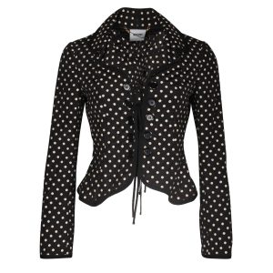 Moschino Polka-Dot Fitted Blazer aus schwarzem Polyester 7748640440380