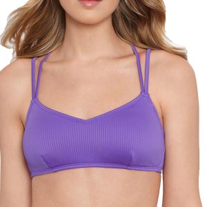Damen gerippt herausnehmbare Polsterung Bikini schwimmen top – 7706197131324