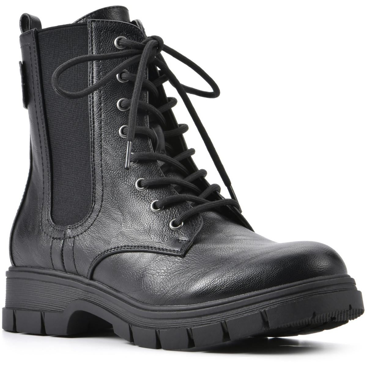 Chevy Leder-Kampf- und Schnürstiefel zum Anziehen