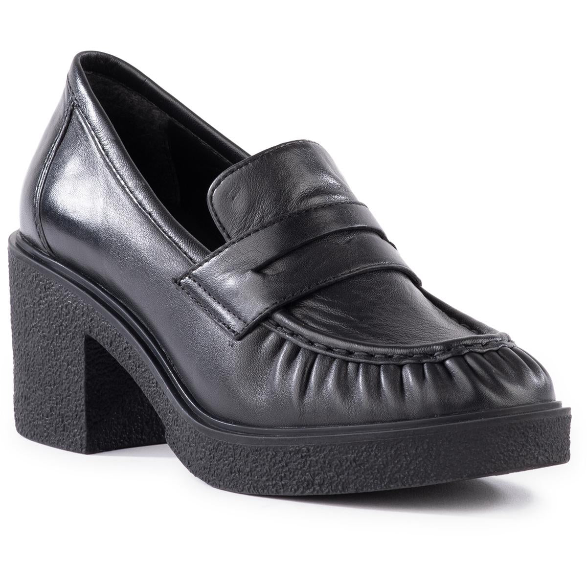 High Tea Leder-Loafer-Absätze mit Blockabsatz