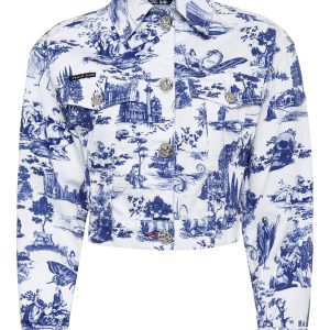 Denim Jacke beschnitten Druck en plein air 7676522135612