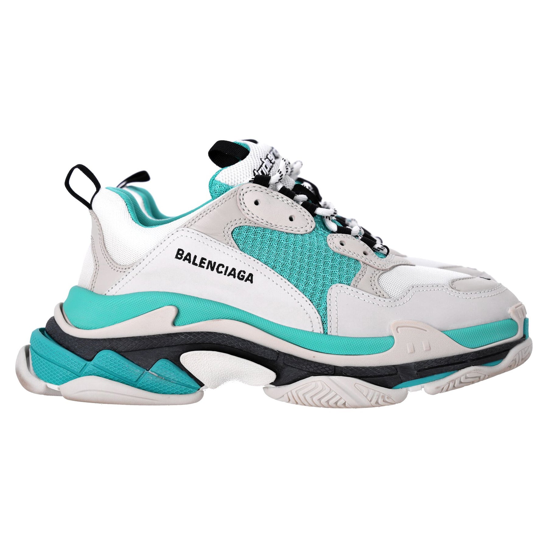 Balenciaga Triple S Sneakers aus grauem und tealem Polyurethan