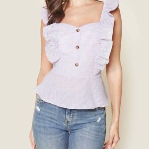 Sheli Gingham Rüschen Top in multi 7832182259772