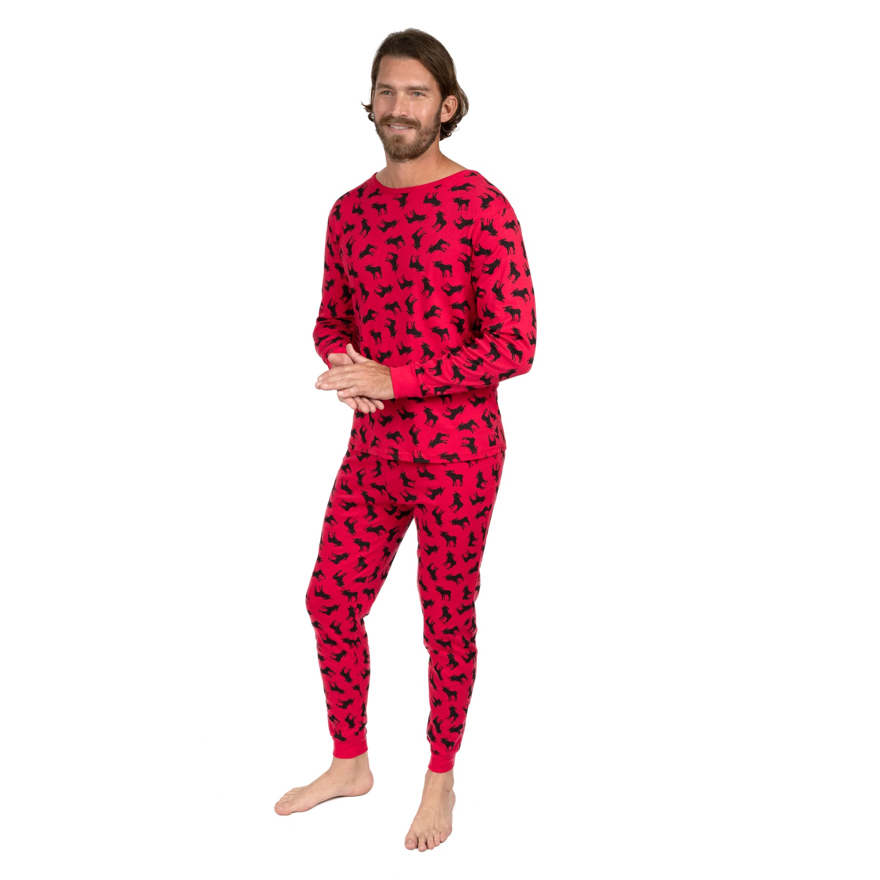 Christmas Herren zwei Stück Baumwolle Pyjama Elch