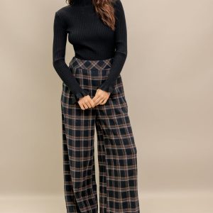 LATTE SUNDAY gewebte Plaid Hosen