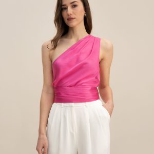 One-Shoulder-Oberteil mit Gürtel