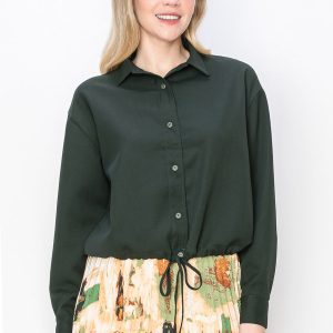 Hunter grüne Knopfbluse 7832917246012