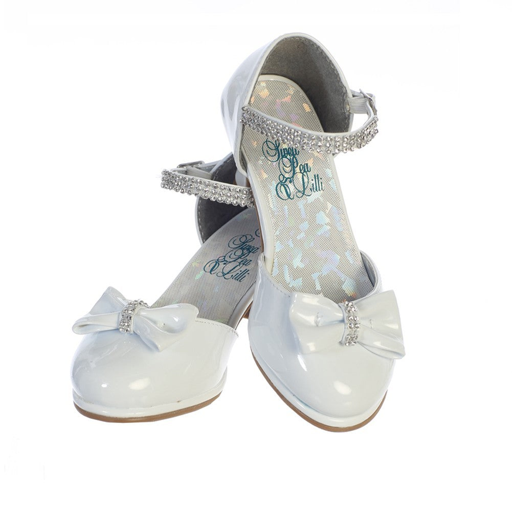 Weiße Lack-Strass-Bella-Schuhe für Mädchen, 9 Kleinkind-5 Kinder