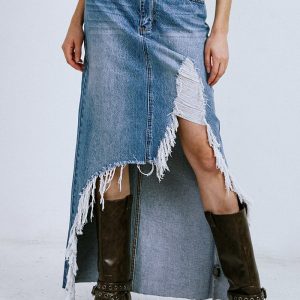 A DISTANT MEMORY Denim Midi Rock