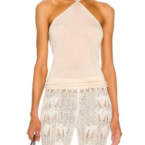 Neckholder-Stricktop in Ecru – 7706059243580