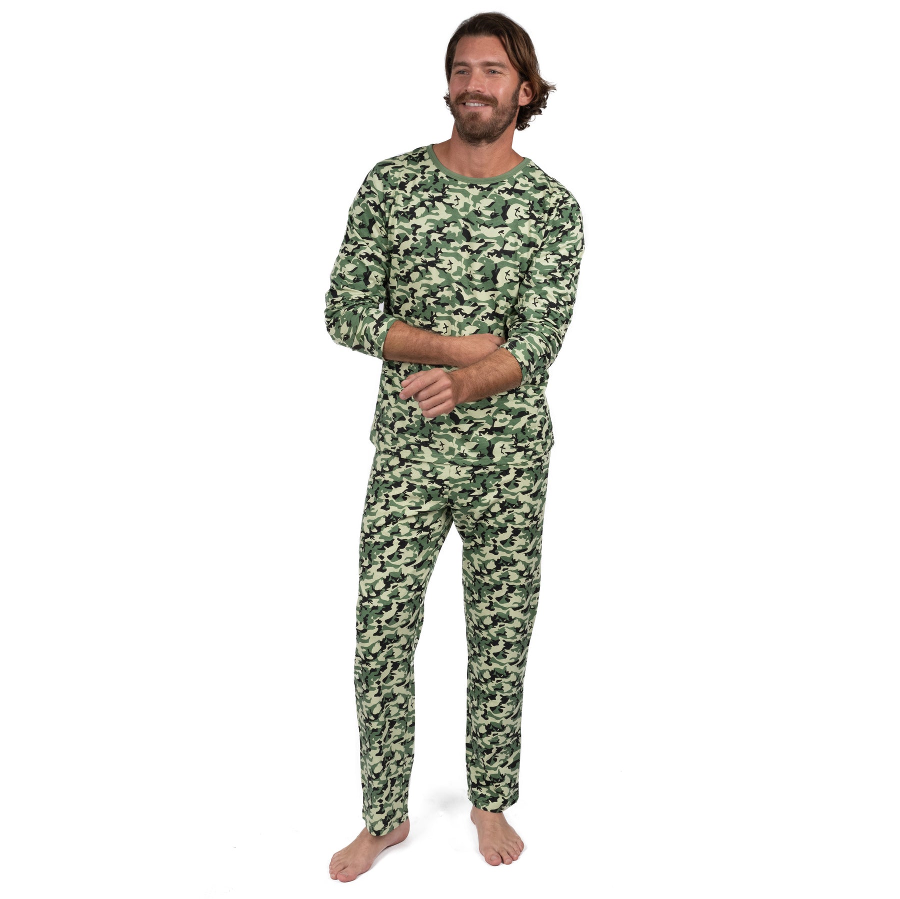 Herren zwei Stück Baumwolle lose Passform Pyjamas Tarnung