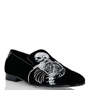 Loafer aus Samt mit Skelettmotiv – 7670502948924