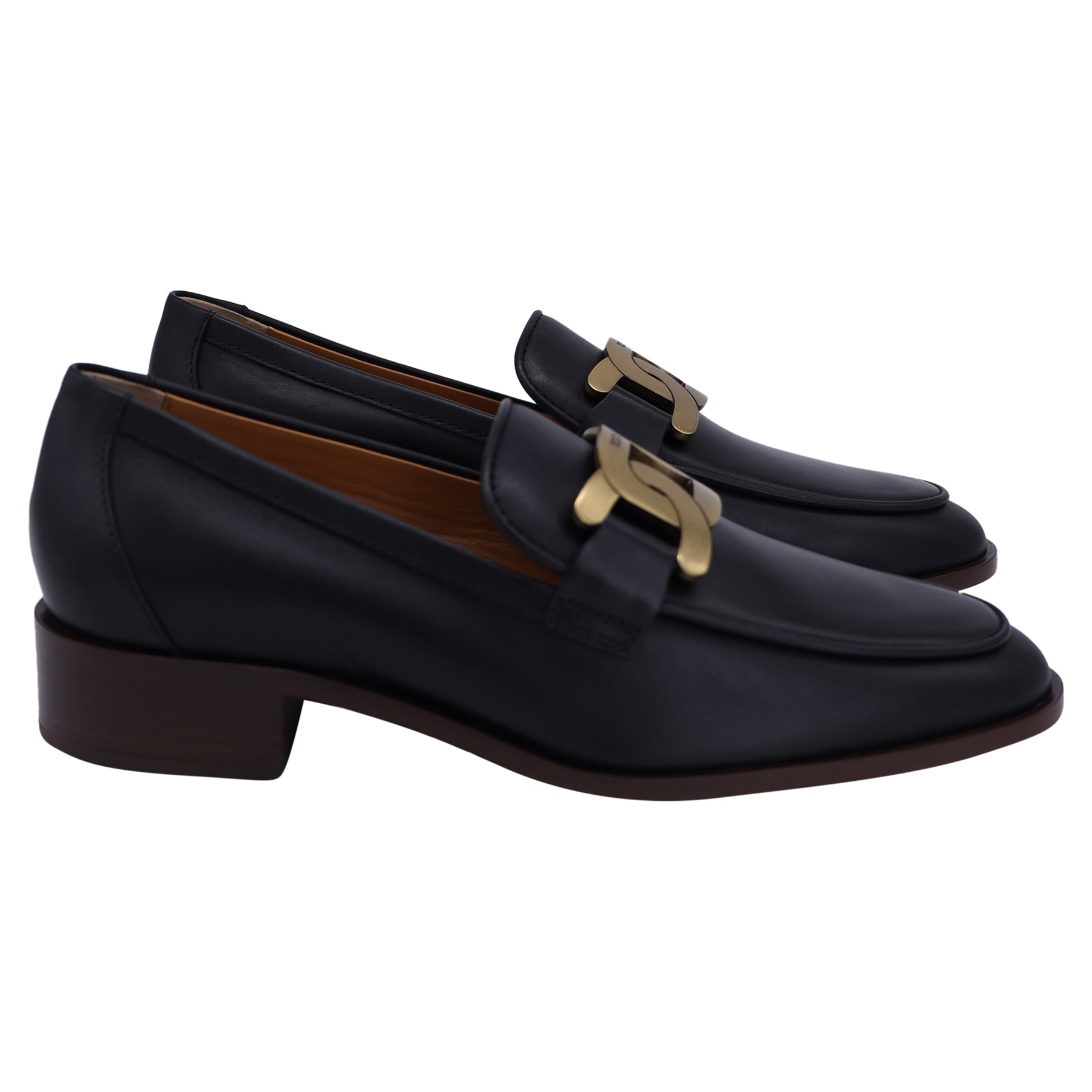 Tod’s Loafer mit Kettendetail aus schwarzem Leder