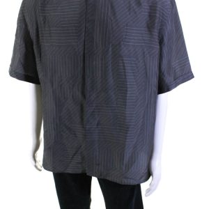 Fendi Herren Seide ff Schatten Pinstripe Kurzarm Knopf nach oben Hemd grau – 7833578930236