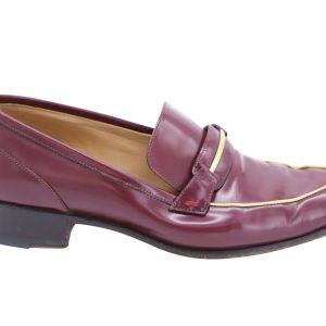 Salvatore Ferragamo Loafer mit goldenem Akzent aus burgundischem Leder 7765093384252