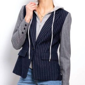 Gene Pinstripe Dickey Jacke in Marine/Grau