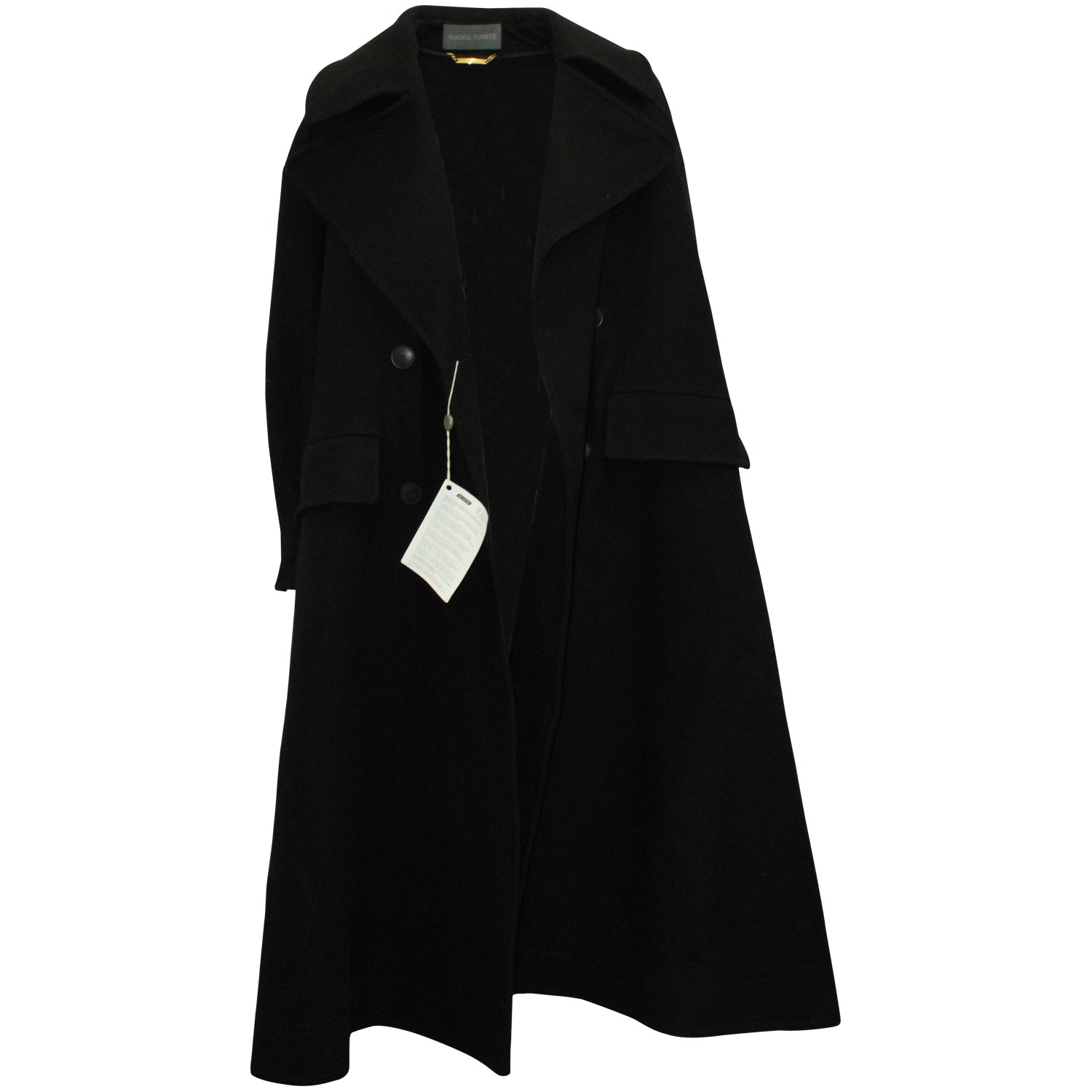 Alberta Ferretti Double Breasted Trenchcoat aus schwarzer Wolle 7703683006524