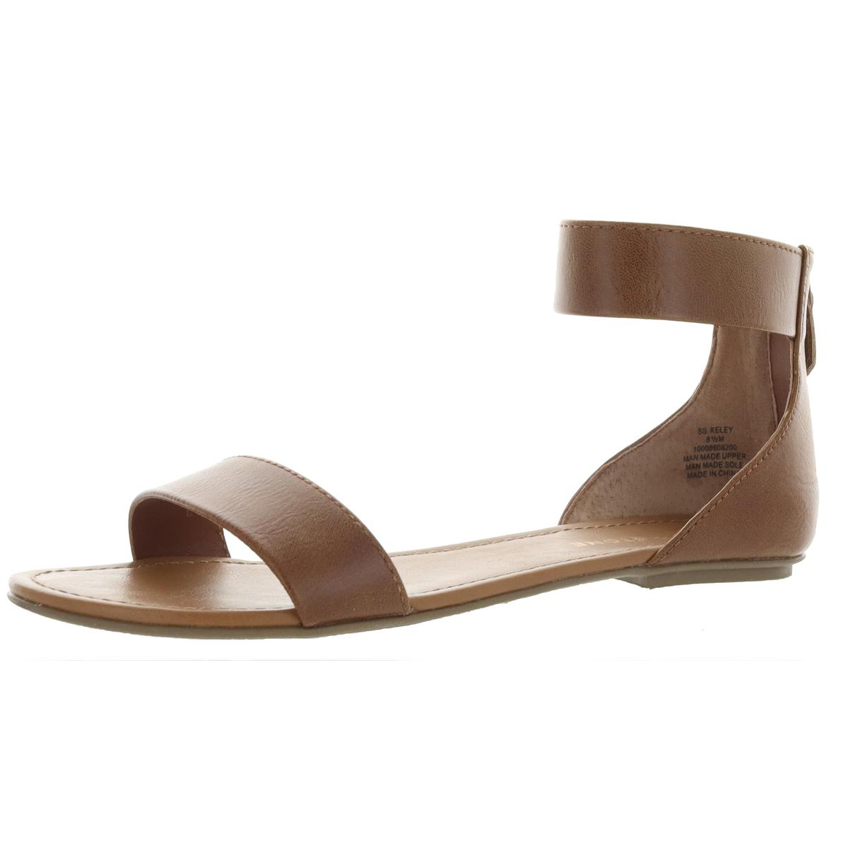 Keley Kunstleder Knöchelriemen flache Sandalen