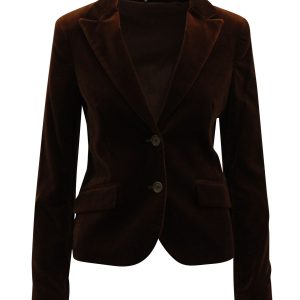 Theory Velour Blazer Jacke aus brauner Baumwolle 7833187385404