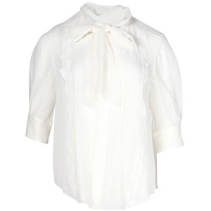 Chloe Scarf Collar Blouse in weiße Seide 7703679860796