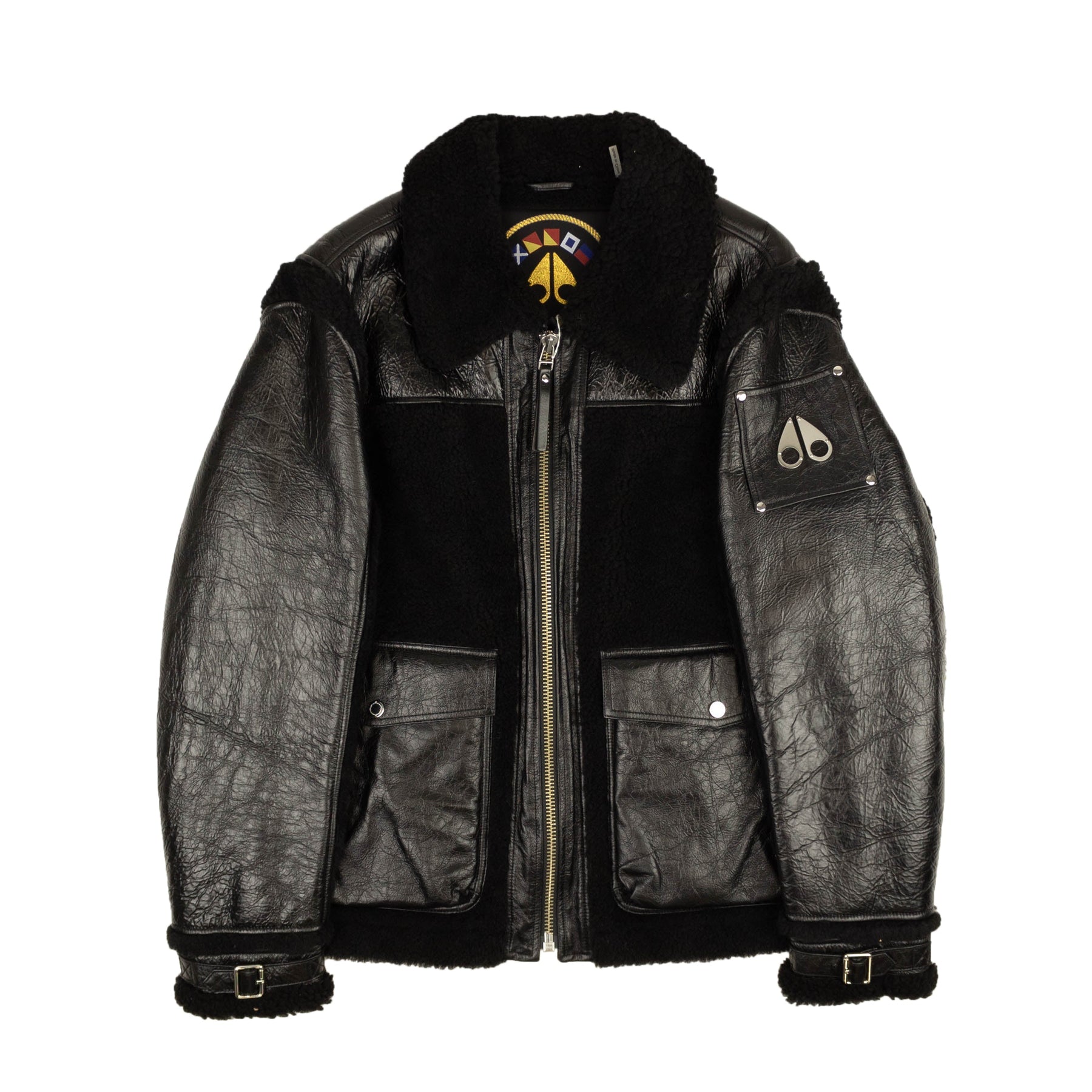 Schwarze Dufresne-Jacke aus Leder mit Logo für Herren