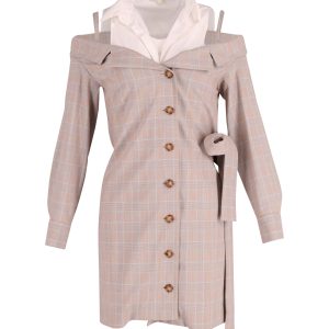 Maje Trompe-l’oeil Hemdkleid aus beige Polyester 7748738285628