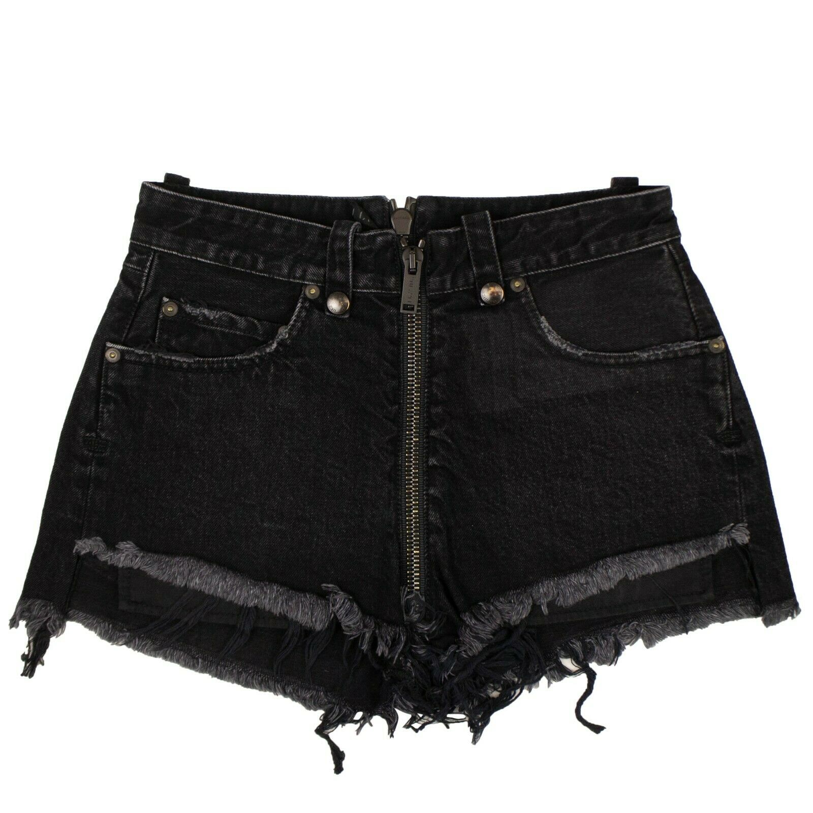 Unravel Project Denim stressig Saum kurze Hose – schwarz