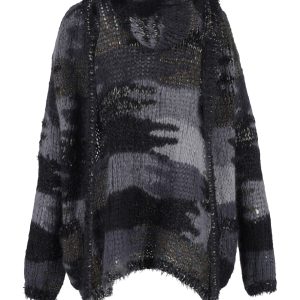 Saint Laurent Strickjacke mit Kapuze und Camouflage-Muster aus mehrfarbiger Wolle