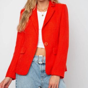 Damen simone tweed Blazer in Korallen