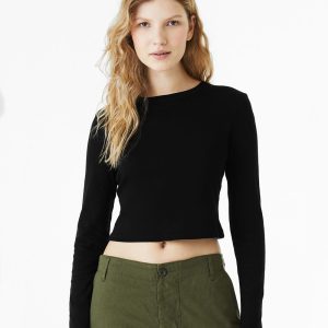 BELLA + CANVAS Damen Mikro Rippe langen Ärmel T-Shirt