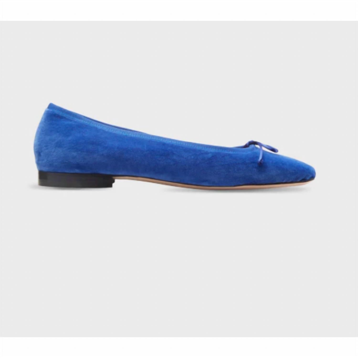 Damen quadratische Zehen Samt Ballett Schuh in blau