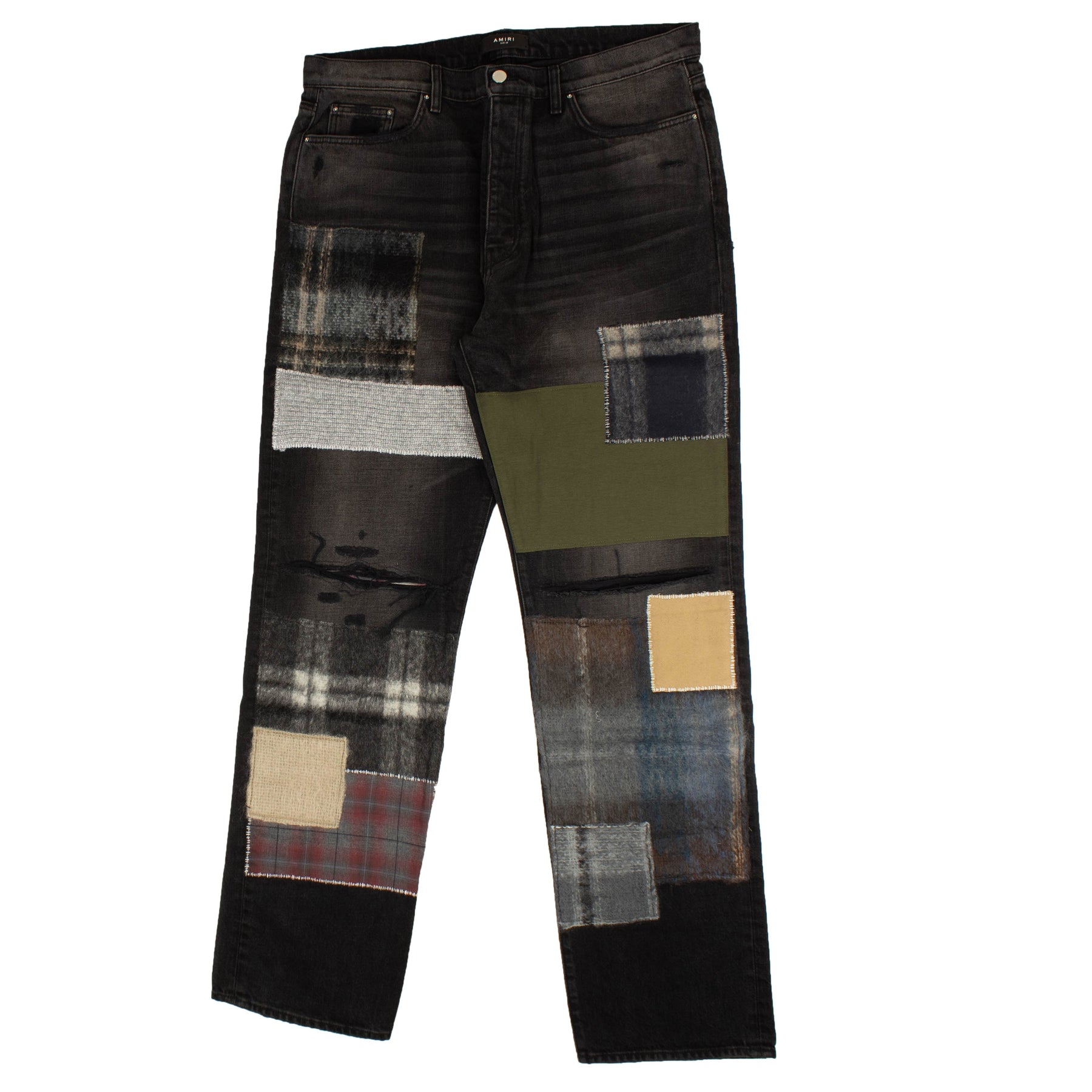 Amiri Mohair Patch lose Jeans – vintage schwarz