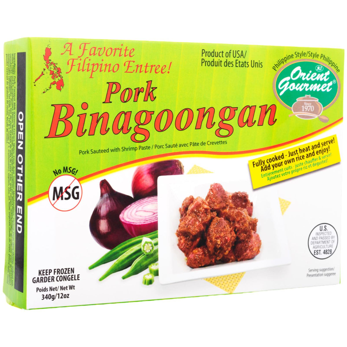 orient Gourmet – Schwein binagoongan – Schweinefleisch mit Garnelen Paste sauted – vollständig gekocht – nur Hitze und servieren – 12 Unzen