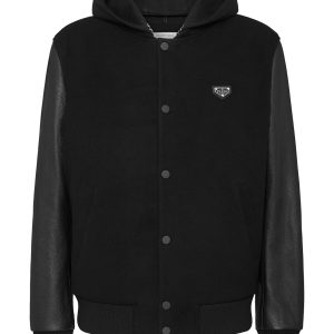 Bomber Jacke Leder Ärmel ikonische Plein