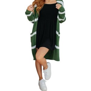 Brighter Is Better gestreifte Strickjacke in grün 7766596616252