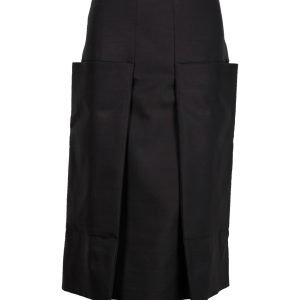 Celine – Faltenrock aus schwarzer Wolle – 7703687692348