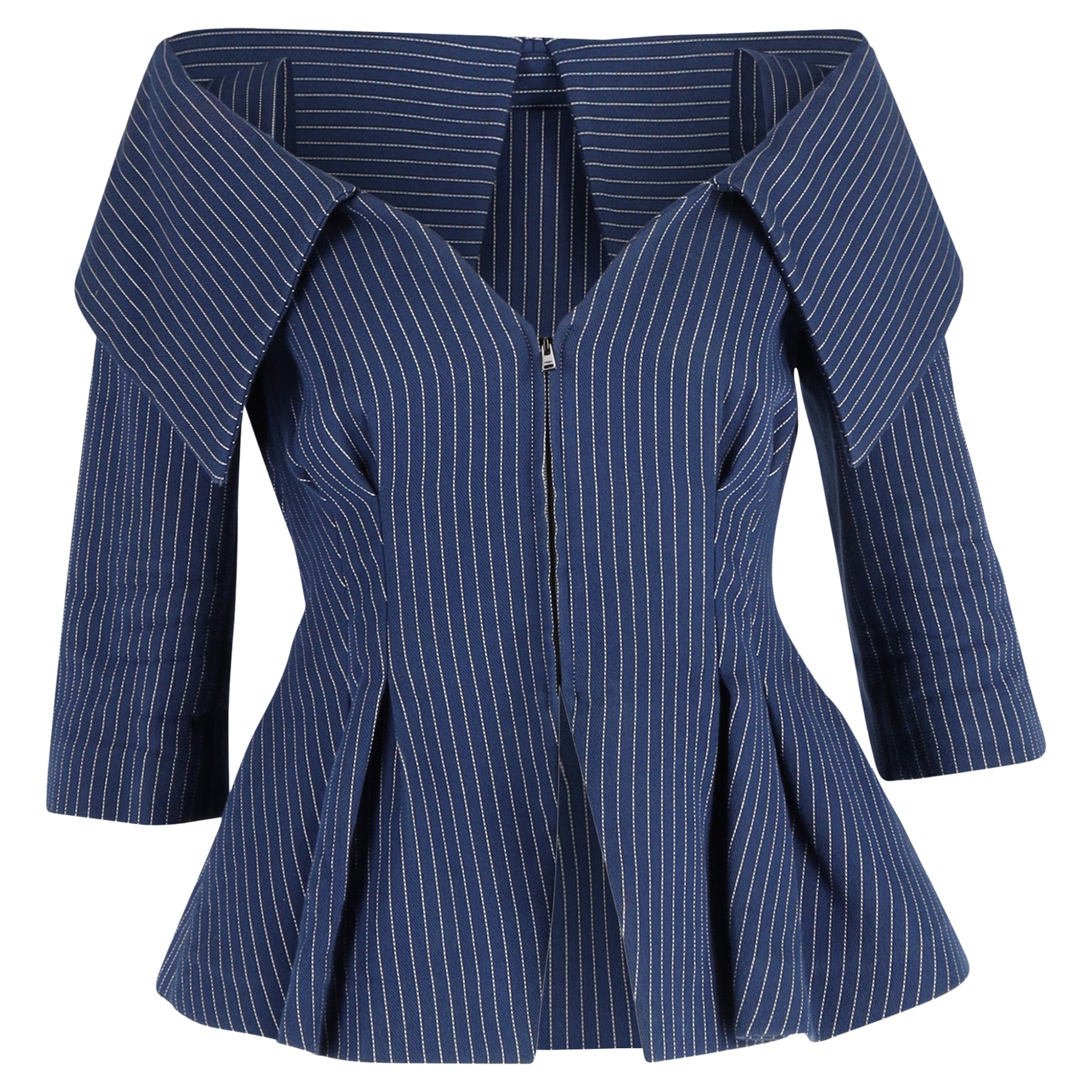 Fendi Off-The-Shoulder Jacke aus blauer Baumwolle 7833189351484